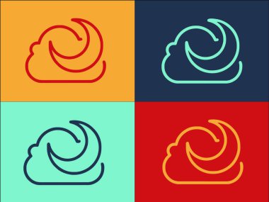 Ay Işığı Logo Şablonu, Gecenin Basit Düz Simgesi, Ay Işığı, Gökyüzü