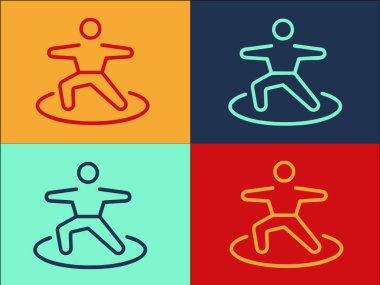 Sabah Egzersiz Şablonu, Basit Düz Egzersiz Simgesi, Fitness, Kadın