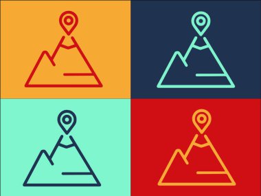 Dağ Noktası Hedefi Logo Şablonu, Hedefin Basit Düz Simgesi, Dağ, İş