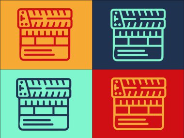 Film Gerçekleştirme Logosu Şablonu, Filmin Basit Düz Simgesi, Video, Film