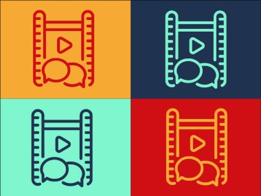 Film Sohbeti Logo Şablonu, Filmin Basit Düz Simgesi, Video, İnternet