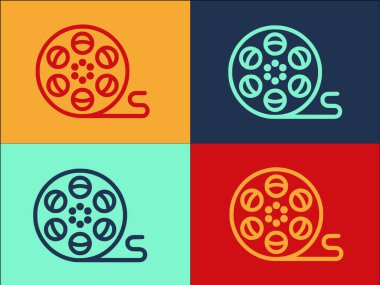 Film Reel Logo Şablonu, Basit Düz Film Simgesi, Sinema, Film