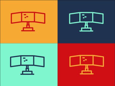 Çoklu Monitör Logo Şablonu, Basit Düz Monitör Simgesi, Teknoloji, Ekran