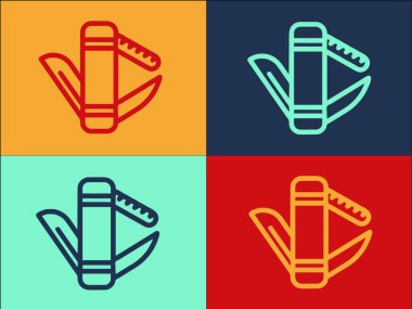 Çoklu Alet Bıçak Logosu Şablonu, Basit Düz Bıçak Simgesi, Araç, Bıçak