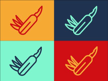 Çoklu Araç İsviçre Logo Şablonu, Basit Düz Bıçak Simgesi, Ordu, Araç