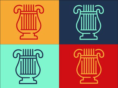 Music Harp Logo Şablonu, Enstrümanın Basit Düz Simgesi, Müzikal, Müzik