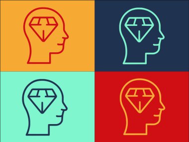 Narsisizm elmas zihin renkli simge seti 