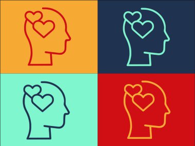 Narsisizm Zihin Sevgisi Logo Şablonu, Basit Düz Zihin Simgesi, Zihin, Aşk