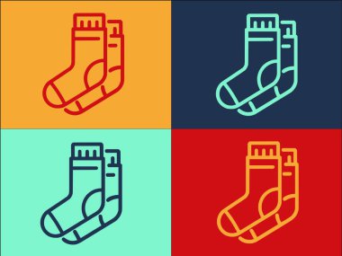 Doğal Çift Çorap Logo Şablonu, Basit Düz Çift Simgesi, Moda, Ayak