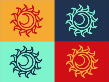 Doğa Güneş Logosu Şablonu, Güneşin Basit Düz Simgesi, Doğa, Ay