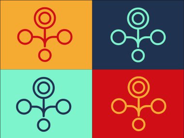 Ağ Düğümleri Logo Şablonu, Ağ, Bağlantı ve Teknolojinin Basit Düz Simgesi