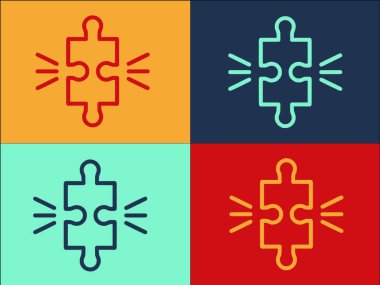 Yeni Bulmaca Logo Şablonu, Basit Düz Kavram Simgesi, İş Bulmacası