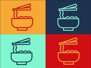 Erişte Kasesi Logo Şablonu, Basit Düz Yiyecek Simgesi, Çince, Kase