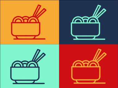 Erişte Logosu Şablonu, Basit Düz Yemek Simgesi, Yemek Çubukları