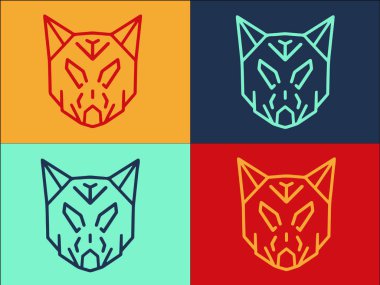 Nordic Wolf Logo Şablonu, Basit Düz Görüntü Simgesi, İskandinav, Vektör