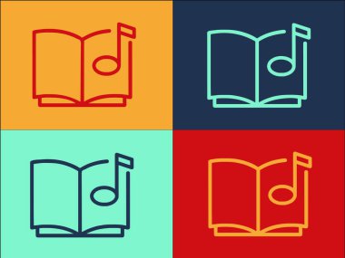 Not Defteri Müzik Logosu Şablonu, Basit Düz Müzik Simgesi, Kitap, Melodi