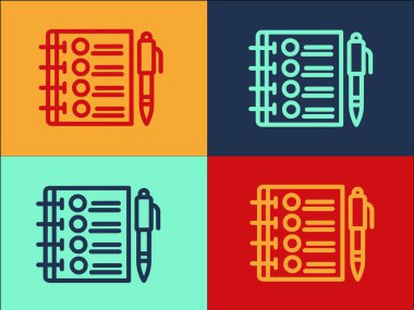 Not Defteri Sınav Logo Şablonu, Sınav Düz Simgesi, Eğitim, Sınav