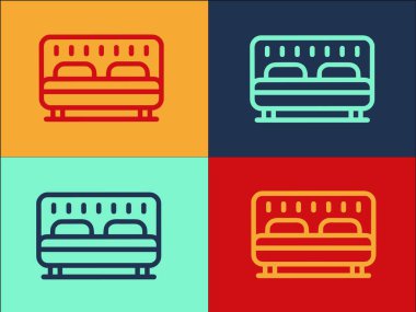 Hemşire Sofa Logo Şablonu, Basit Düz Kanepe Simgesi, Ev, Mutlu
