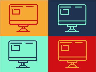 Office Monitor Logo Şablonu, Basit Düz Ekran Simgesi, Ofis, Bilgisayar