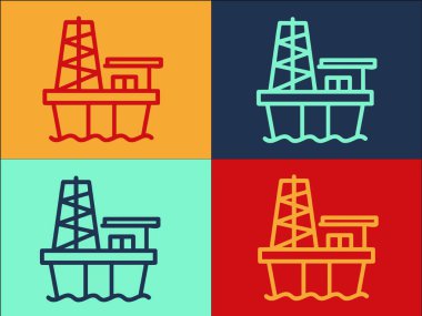 Petrol Denizi Sondaj Şablonu, Basit Düz Deniz Simgesi, Platform, Sondaj Şablonu