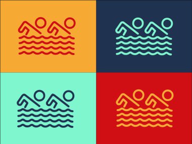 Olimpik Yüzme Takımı Logo Şablonu, Takımın Basit Düz Simgesi, Yarışma, Yüzme