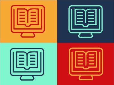 Çevrimiçi Kitap Çalışmaları Logo Şablonu, Basit Düz Çalışma, Eğitim, Kitap Simgesi