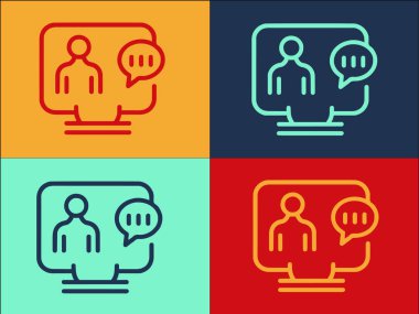 Çevrimiçi Yönetim Logo Şablonu, Basit Düz İş Simgesi, Laptop, Teknoloji