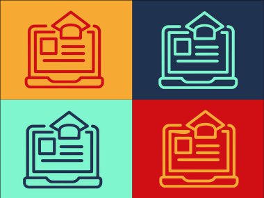 Çevrimiçi Öğrenci Mezuniyet Logosu Şablonu, Çevrimiçi Basit Düz Simge, Öğrenci, Eğitim