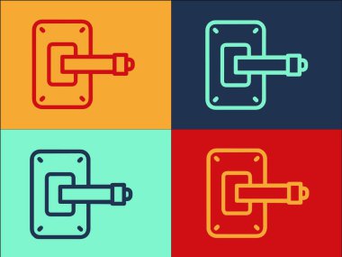 Kapı Kolu Şablonu Aç, Kapının Basit Düz Simgesi, Giriş, Açık