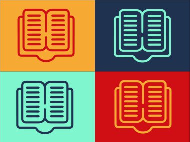 Ders Kitabı Logo Şablonunu Aç, Kitabın Basit Düz Simgesi, Ders Kitabı, Eğitim