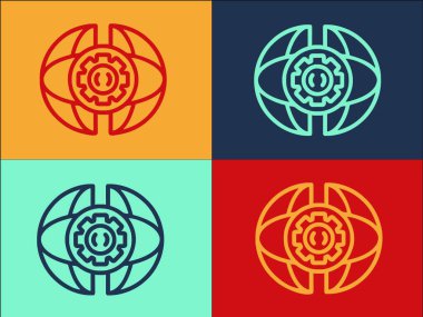 Operating system international gear colorful icon set 