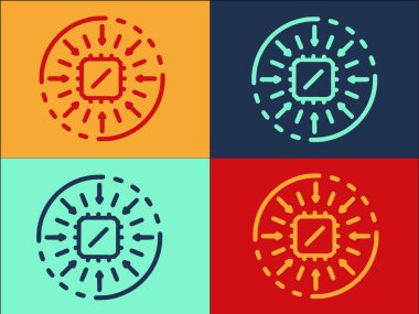 İşletim Sistemi İşlemci Logo Şablonu, İşlemcinin Basit Düz Simgesi, Sistem, Bilgisayar