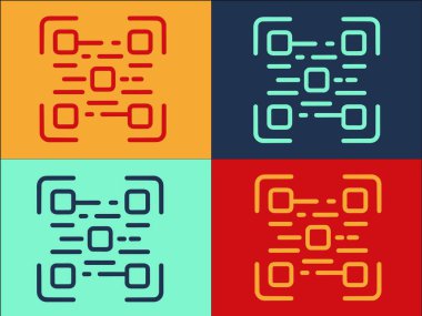 Qr Kod Logo Şablonu, Akıllı Telefonun Basit Düz Simgesi, Çevrimiçi, Sıralı