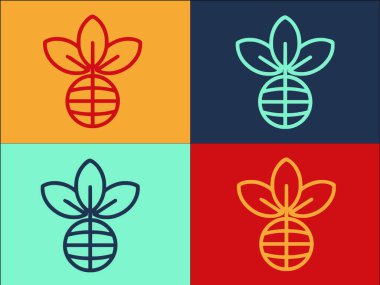 Organik Gezegen Logo Şablonu, Organik, Gezegen ve Çevrenin Basit Düz Simgesi