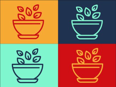 Organik Salata Logo Şablonu, Salatanın Basit Düz Simgesi, Taze, Sebze