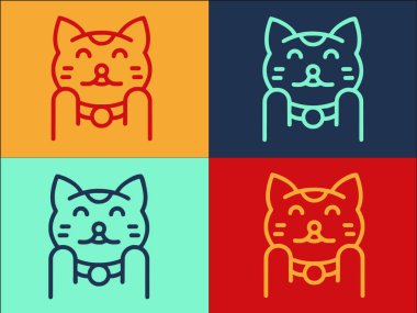 Doğulu Kedi Logosu Şablonu, Evcil Hayvan Düz Simgesi, Kedi, Kedi