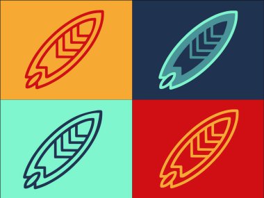 Süslü Sup Sörf Logosu Şablonu, Basit Sup Simgesi, Süsleme, İllüstrasyon