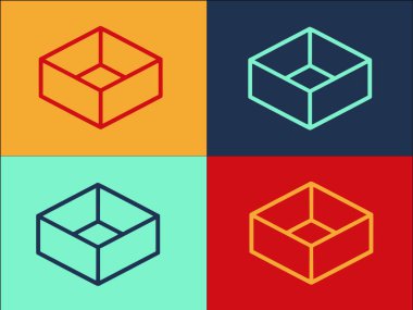 Paket Kutusu Logo Şablonu, Paketin Basit Düz Simgesi, Boş, İzole
