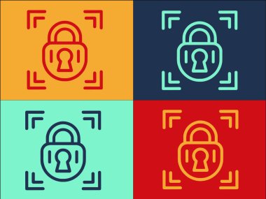 Asma kilit Güvenilirlik Logosu Şablonu, Asma Kilit 'in Basit Düz Simgesi, Güvenlik