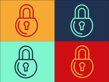 Asma kilit Logo Şablonu, Asma Kilidin Basit Düz Simgesi, Kilit, Güvenli