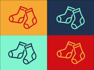Çift Çorap Logo Şablonu, Basit Düz Giysi Simgesi, Pamuk, Çift
