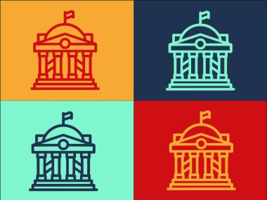 Saray Parlamentosu Logo Şablonu, Parlamentonun Basit Düz Simgesi, Saray, Bina