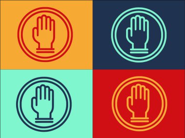 Avuç içi İşareti Logosu Şablonu, Avuç İçinin Basit Düz Simgesi, İmza, Vektör