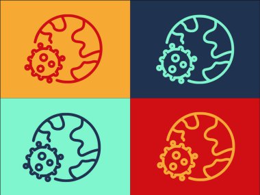 Salgın Dünya Logo Şablonu, Salgının Basit Düz Simgesi, Virüs, Coronavirüs