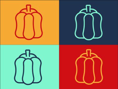 Paprica Logo Şablonu, Basit Düz Gıda Simgesi, Organik, Paprica