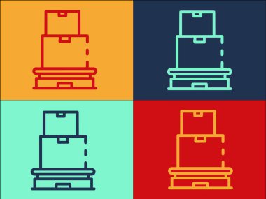 Paket Palet Logo Şablonu, Basit Düz Kutu Simgesi, Kargo, Palet