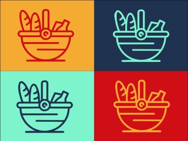 Park Piknik Sepeti Logo Şablonu, Piknik 'in Basit Düz Simgesi, Yaz, Sepet
