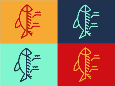 Kısmi Balık Logosu Şablonu, Basit Düz Balık Simgesi, Yiyecek, Çiğ