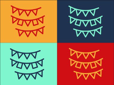 Parti Dekorasyon Şablonu, Basit Düz Dekorasyon Simgesi, Parti, Eğlence