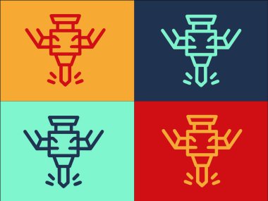 Paver Milling Makinesi Logo Şablonu, Makinenin Basit Düz Simgesi, İnşaat, Ekipman